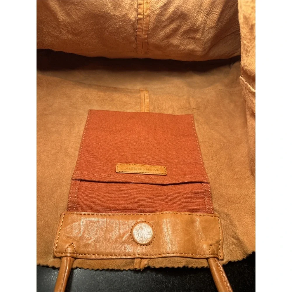 Banana Republic Lambskin‎ Distressed Leather Shoulder Tote Hobo Bag Cognac